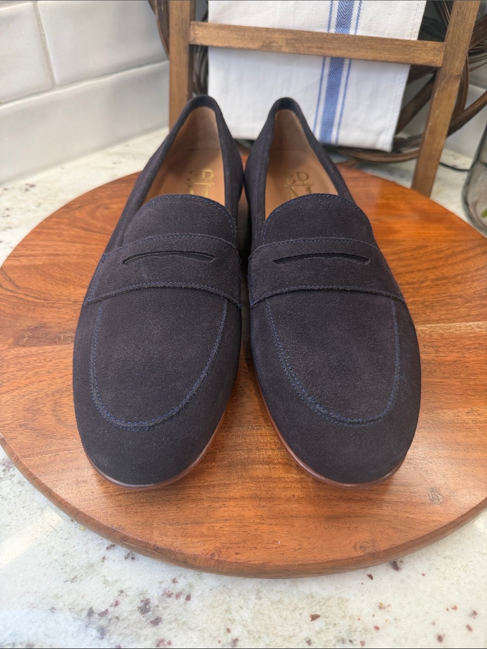 Men's Suede 3DMPenny Loafers in Navy- NWOT